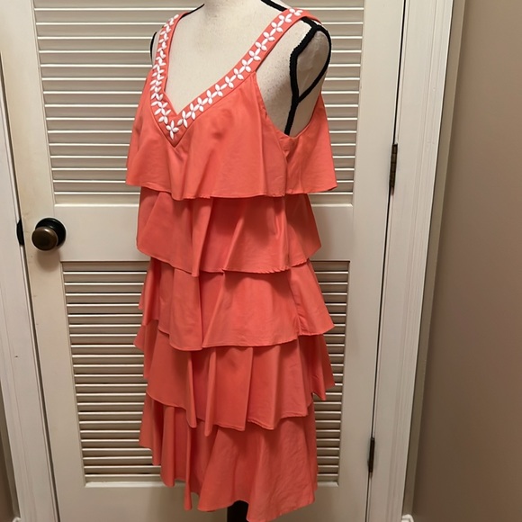 SL Fashions Tiered Dress in Tangerine, Size 8 - Picture 9 of 16